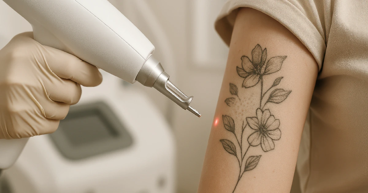 A person Receiving laser tattoo removal in Raleigh, NC